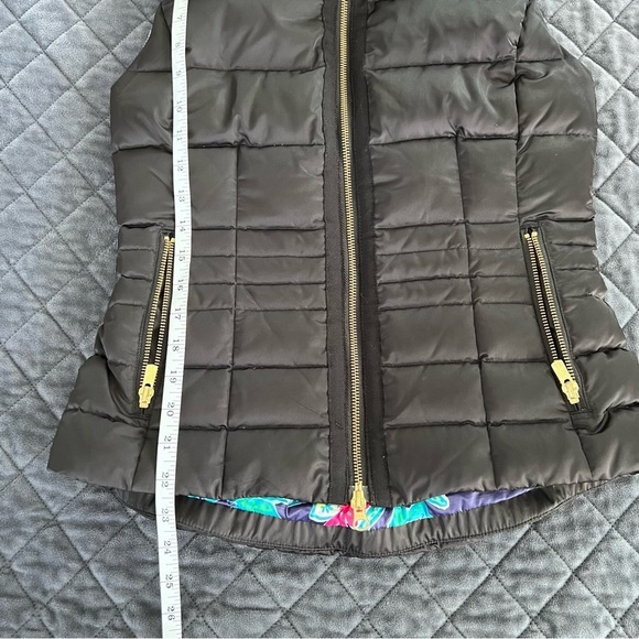 Lilly Pulitzer Vest Women Small Black Down Feather Quilted Puffer Full Zipper - Picture 7 of 7